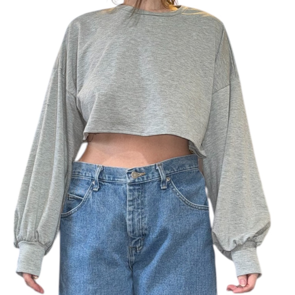 NWOT Grey Long Sleeve Crop Top